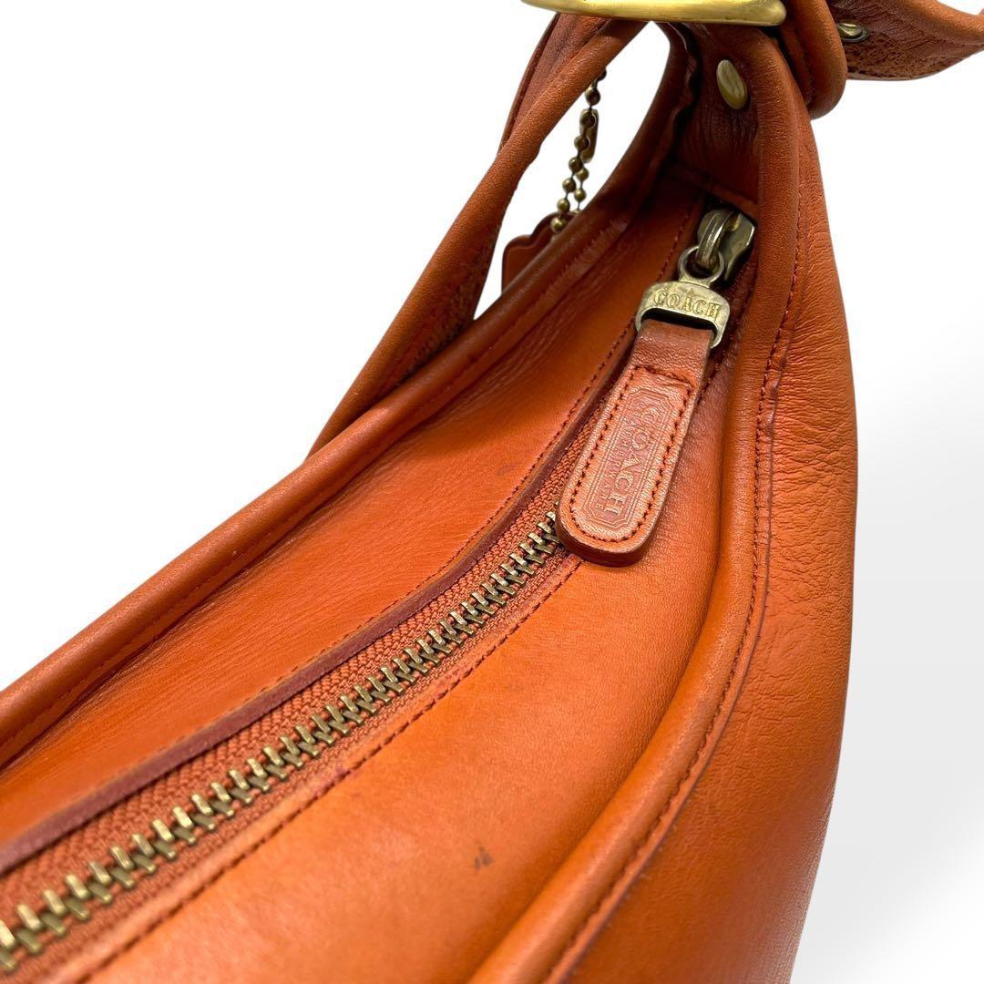 COACH Shoulder Bag Purse Old Leather Light Brown Authentic