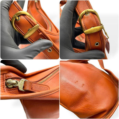 COACH Shoulder Bag Purse Old Leather Light Brown Authentic