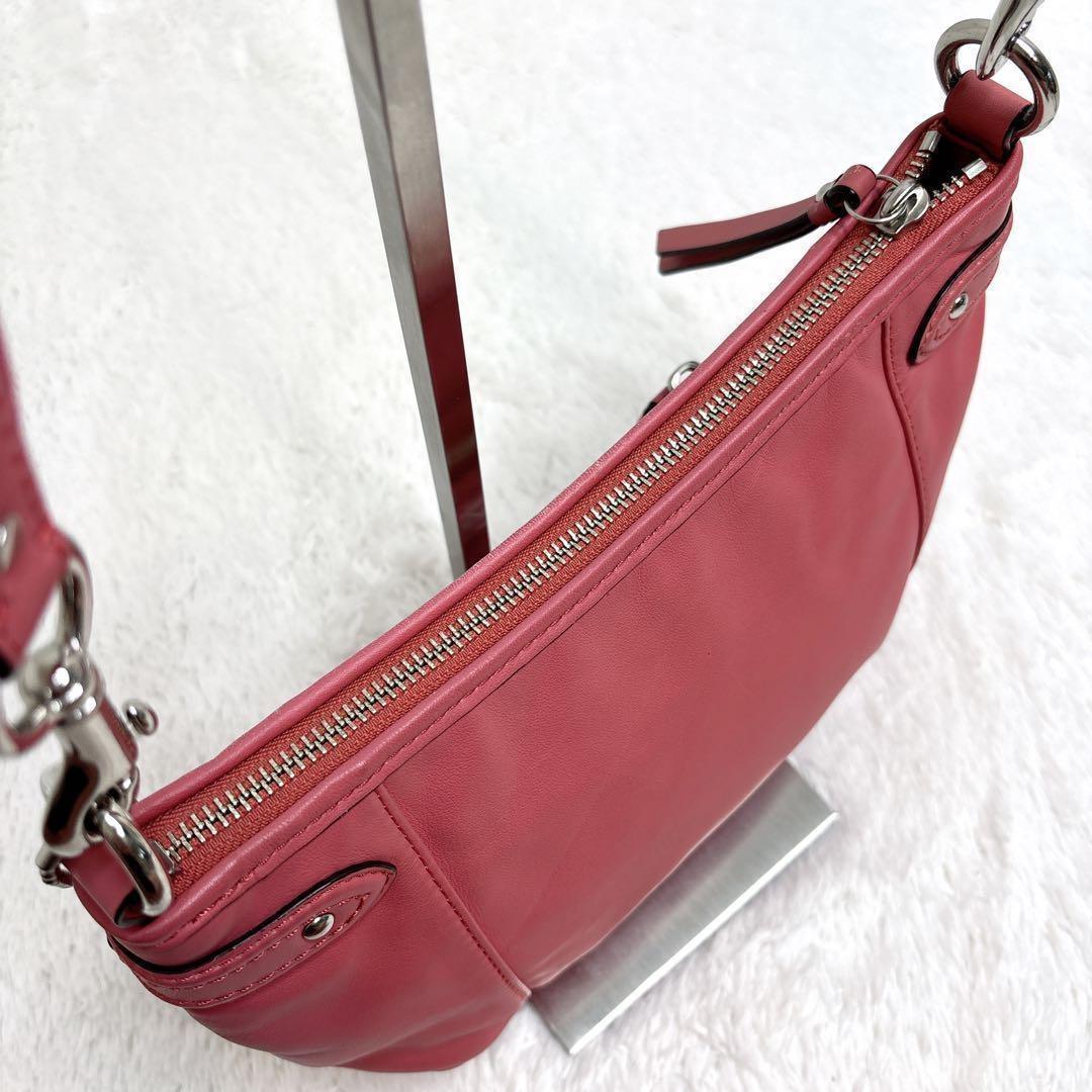 COACH Shoulder Bag Purse 23978 Leather Pink Authentic