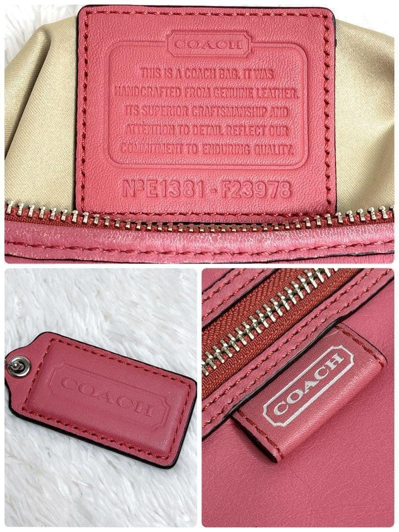 COACH Shoulder Bag Purse 23978 Leather Pink Authentic