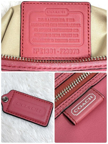 COACH Shoulder Bag Purse 23978 Leather Pink Authentic