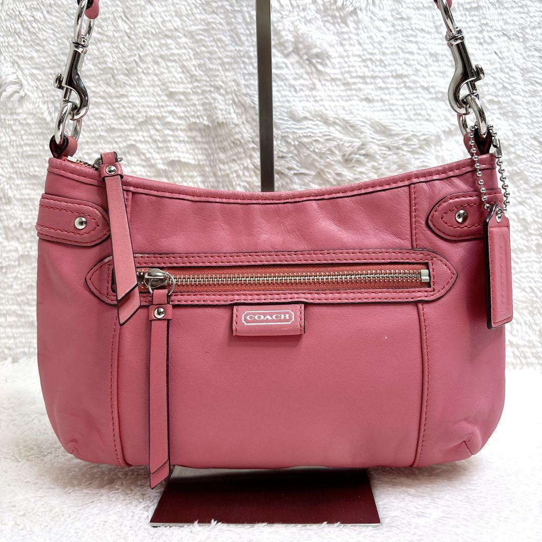 COACH Shoulder Bag Purse 23978 Leather Pink Authentic