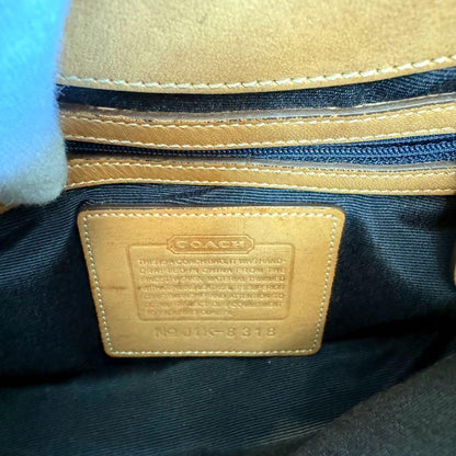 COACH Accessory Pouch Shoulder Bag Purse Denim Leather Blue Brown Authentic