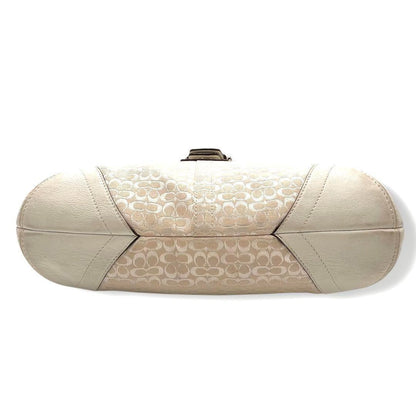 COACH Shoulder Bag Purse Signature Soho White Beige Authentic