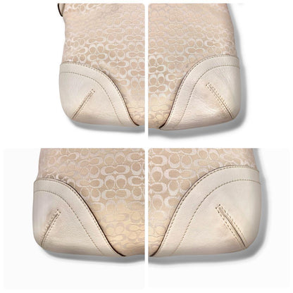 COACH Shoulder Bag Purse Signature Soho White Beige Authentic