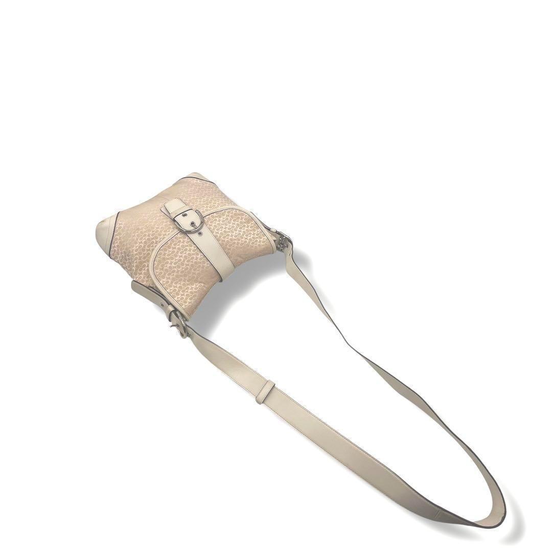 COACH Shoulder Bag Purse Signature Soho White Beige Authentic