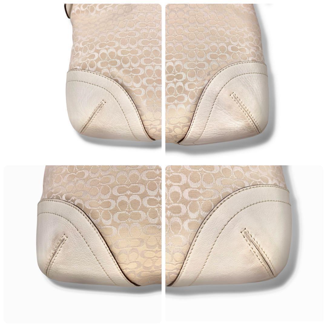 COACH Shoulder Bag Purse Signature Soho White Beige Authentic