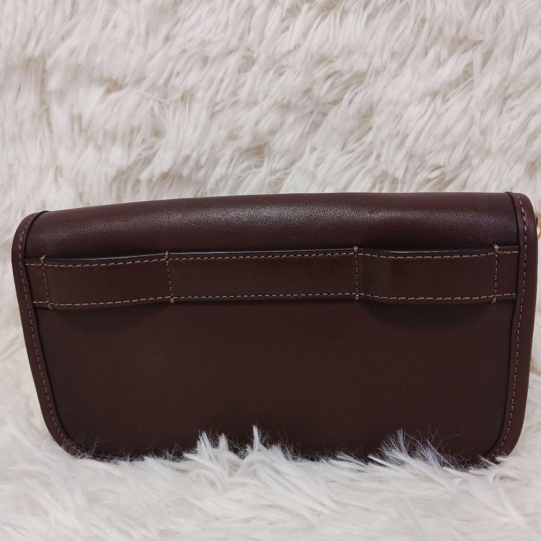 COACH Shoulder Bag Purse Turn Lock Jacquard Leather Brown Authentic