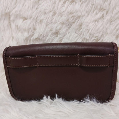 COACH Shoulder Bag Purse Turn Lock Jacquard Leather Brown Authentic