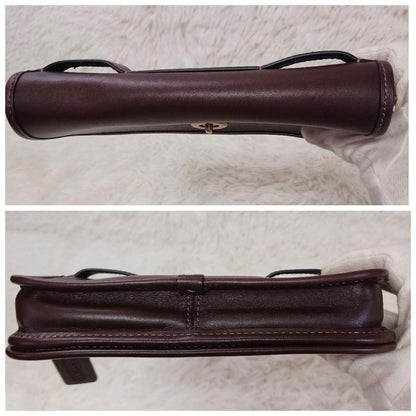 COACH Shoulder Bag Purse Turn Lock Jacquard Leather Brown Authentic