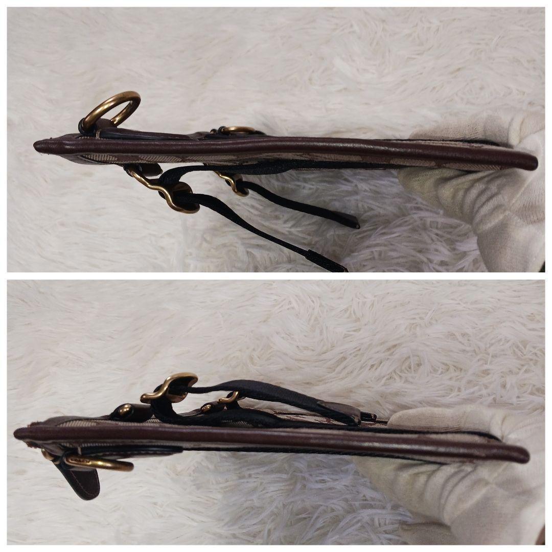 COACH Shoulder Bag Purse Turn Lock Jacquard Leather Brown Authentic