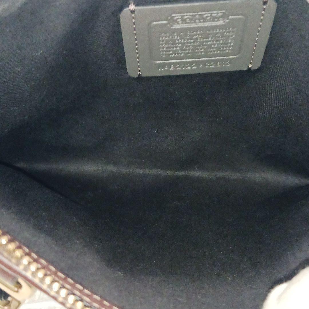 COACH Shoulder Bag Purse Turn Lock Jacquard Leather Brown Authentic