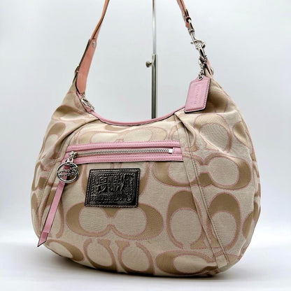 COACH Shoulder Bag Purse Signature Poppy Leather Authentic