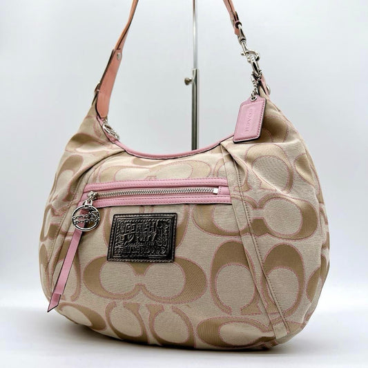 COACH Shoulder Bag Purse Signature Poppy Leather Authentic