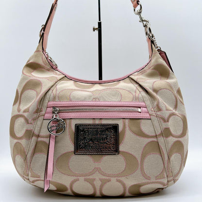 COACH Shoulder Bag Purse Signature Poppy Leather Authentic