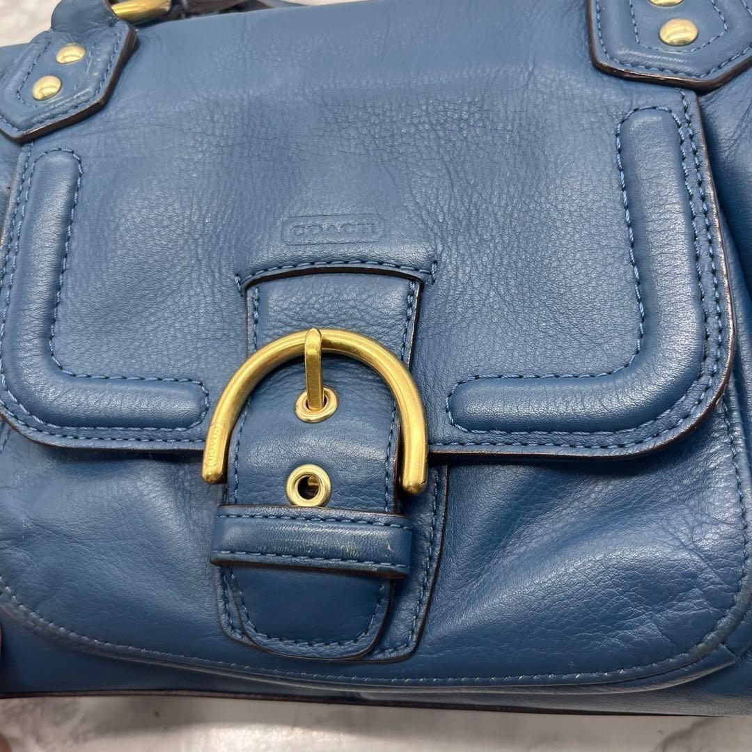 COACH Hand Bag Tote Purse Old Leather Moss green Authentic