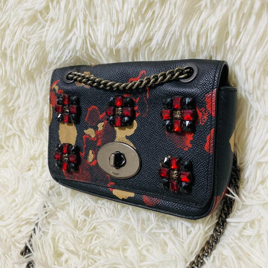 COACH Shoulder Bag Purse Turn Lock 52473 PVC Black Authentic