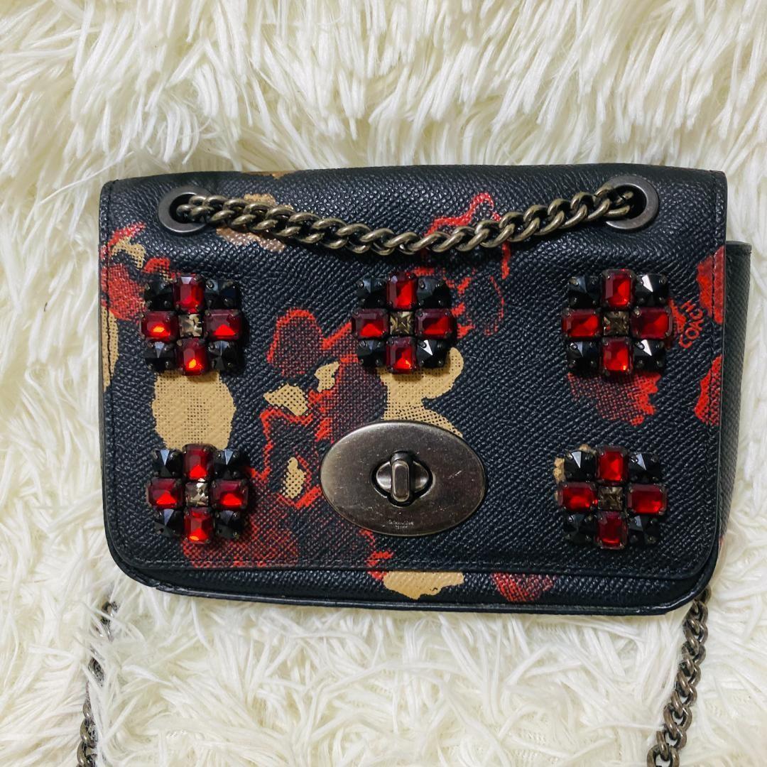 COACH Shoulder Bag Purse Turn Lock 52473 PVC Black Authentic