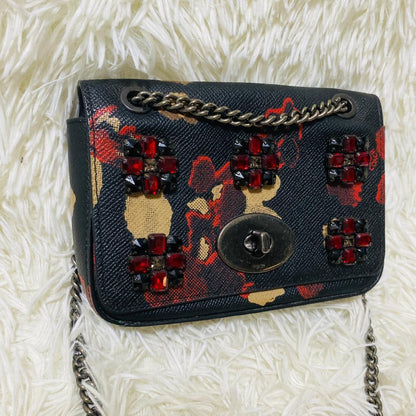 COACH Shoulder Bag Purse Turn Lock 52473 PVC Black Authentic