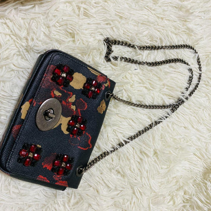 COACH Shoulder Bag Purse Turn Lock 52473 PVC Black Authentic