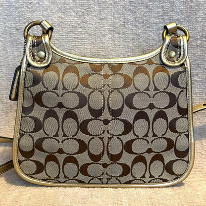 COACH Shoulder Bag Purse Signature Turn Lock Gold Authentic