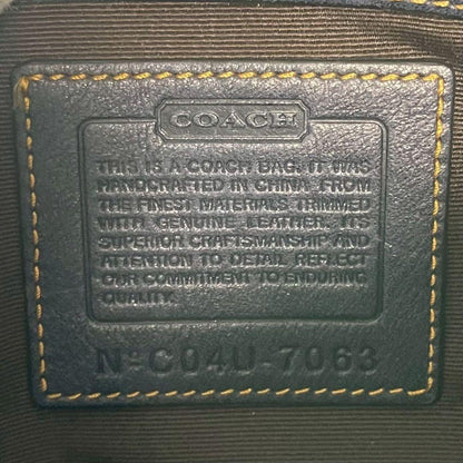 COACH Shoulder Bag Purse 2way Signature Canvas Suede Leather Brown Blue Navy