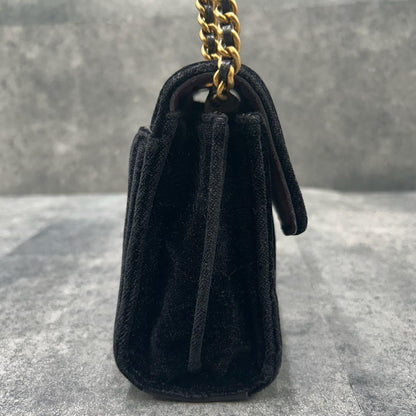 COACH Shoulder Bag Purse Turn Lock 31034 Chain Suede Black Authentic