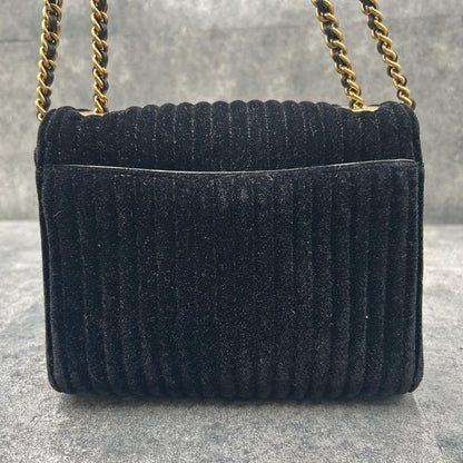 COACH Shoulder Bag Purse Turn Lock 31034 Chain Suede Black Authentic