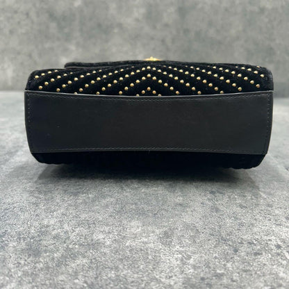 COACH Shoulder Bag Purse Turn Lock 31034 Chain Suede Black Authentic