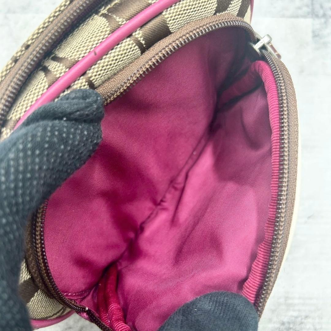 COACH Shoulder Camera Bag Purse Signature 4099 Beige Purple Authentic