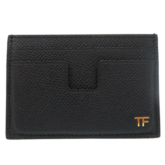 TOM FORD Card Case Holder Wallet Compact Purse Logo Leather Black Authentic