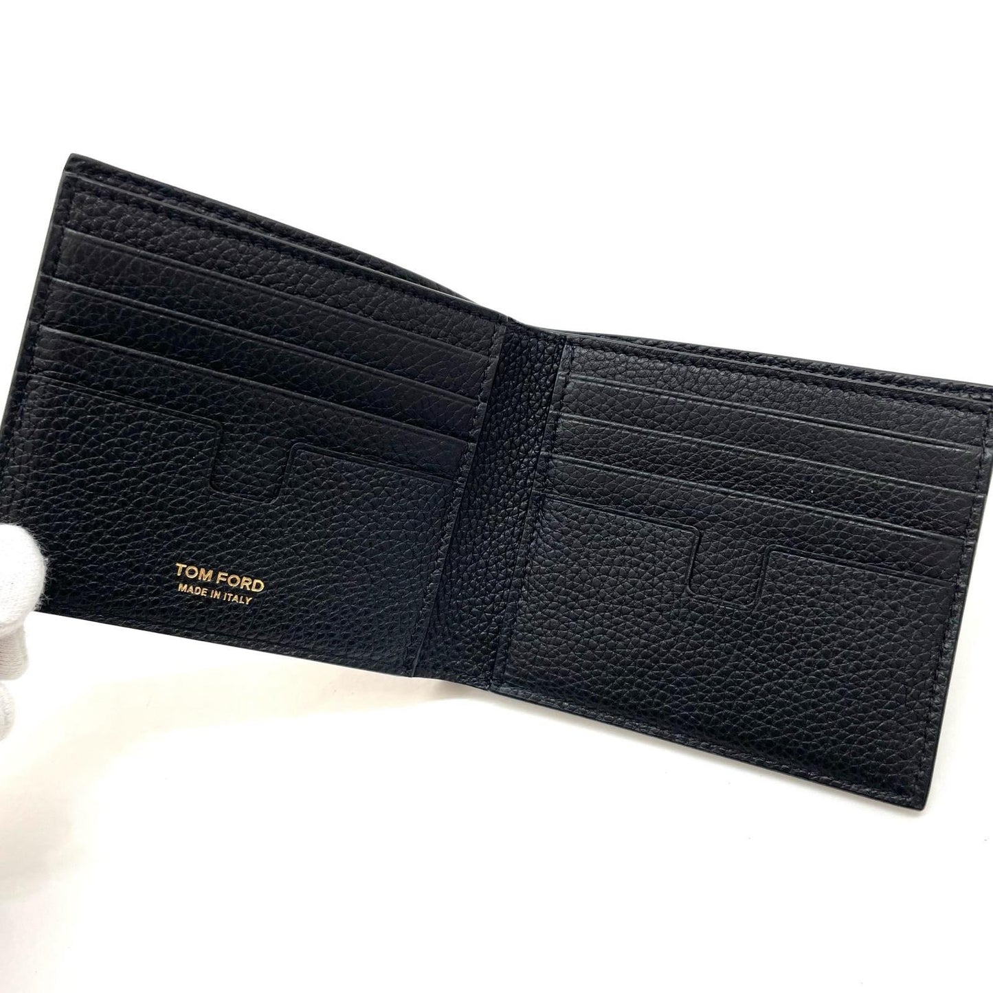 TOM FORD Bi-fold Card Holder Wallet Case Flap Purse Compact Black Authentic