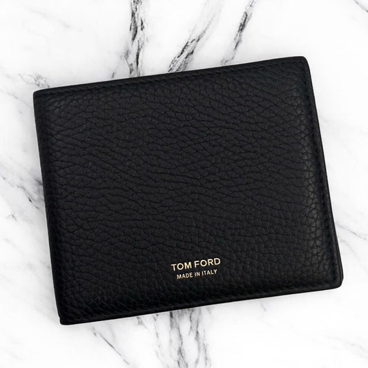 TOM FORD Bi-fold Wallet Flap Compact Purse Black Authentic