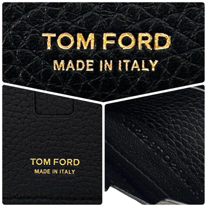 TOM FORD Bi-fold Wallet Flap Compact Purse Black Authentic
