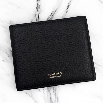 TOM FORD Bi-fold Wallet Flap Compact Purse Black Authentic