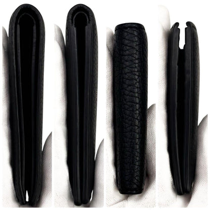 TOM FORD Bi-fold Wallet Flap Compact Purse Black Authentic