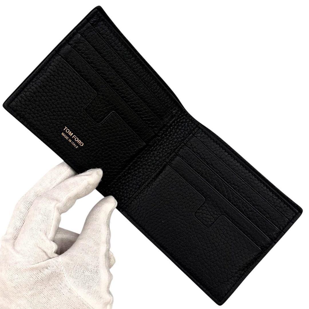 TOM FORD Bi-fold Wallet Flap Compact Purse Black Authentic
