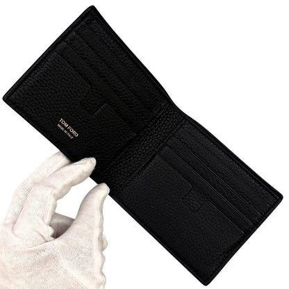 TOM FORD Bi-fold Wallet Flap Compact Purse Black Authentic