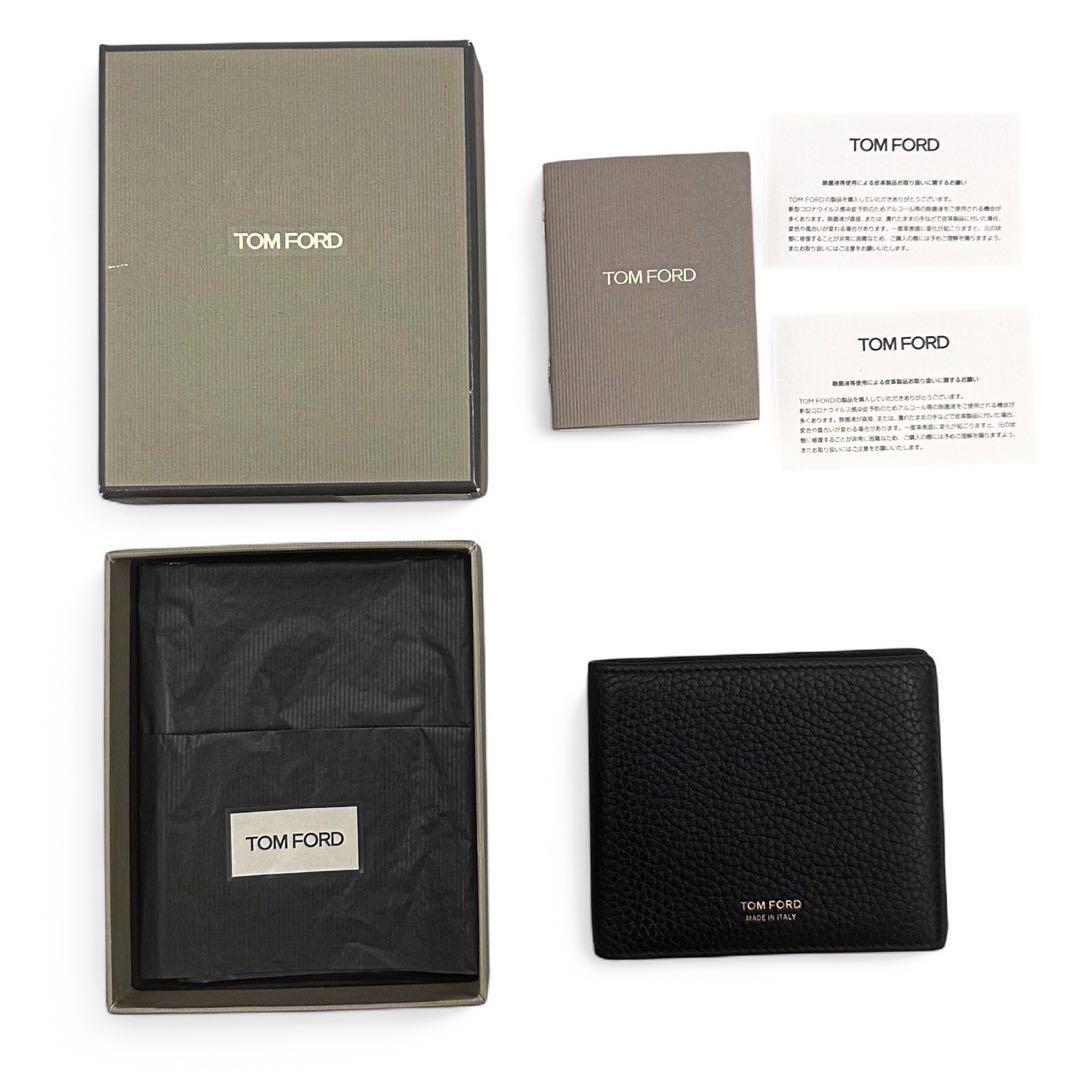 TOM FORD Bi-fold Wallet Flap Compact Purse Black Authentic