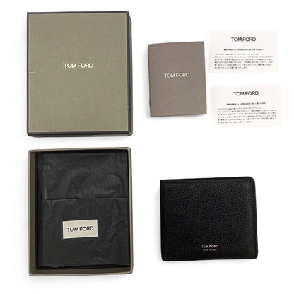 TOM FORD Bi-fold Wallet Flap Compact Purse Black Authentic