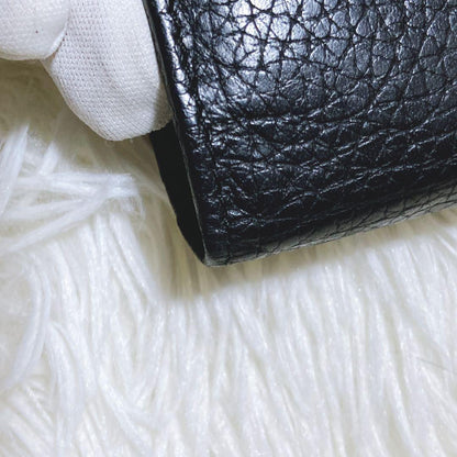 TOM FORD Flap Wallet Long Purse Logo Leather Black Authentic