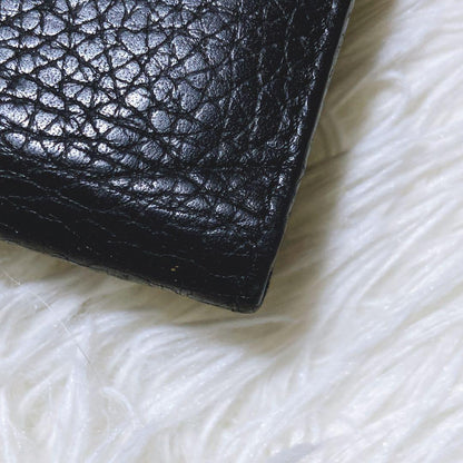 TOM FORD Flap Wallet Long Purse Logo Leather Black Authentic