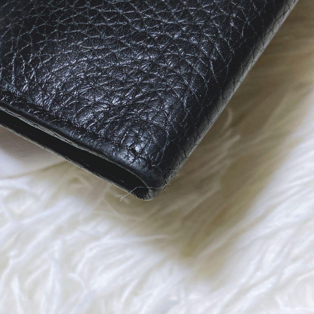 TOM FORD Flap Wallet Long Purse Logo Leather Black Authentic