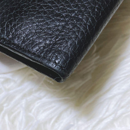 TOM FORD Flap Wallet Long Purse Logo Leather Black Authentic