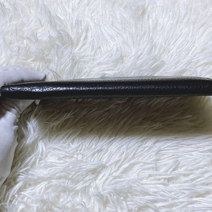 TOM FORD Flap Wallet Long Purse Logo Leather Black Authentic