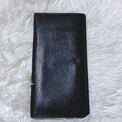 TOM FORD Flap Wallet Long Purse Logo Leather Black Authentic