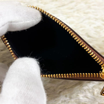 TOM FORD Card Case Holder Wallet Compact Purse Leather Brown Authentic