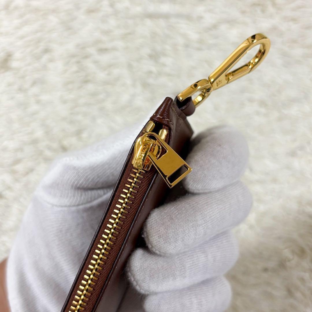 TOM FORD Card Case Holder Wallet Compact Purse Leather Brown Authentic