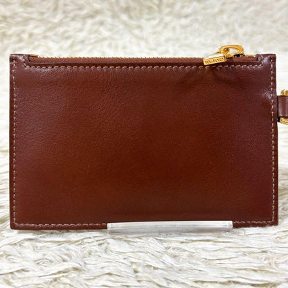 TOM FORD Card Case Holder Wallet Compact Purse Leather Brown Authentic