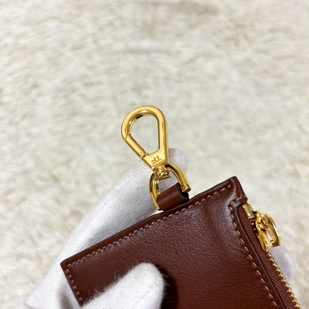 TOM FORD Card Case Holder Wallet Compact Purse Leather Brown Authentic